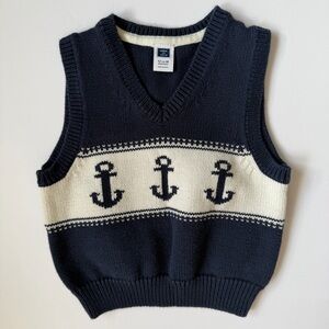 Janie And Jack 100% Cotton Sweater Vest  with Anchors, Size 12-18 Months